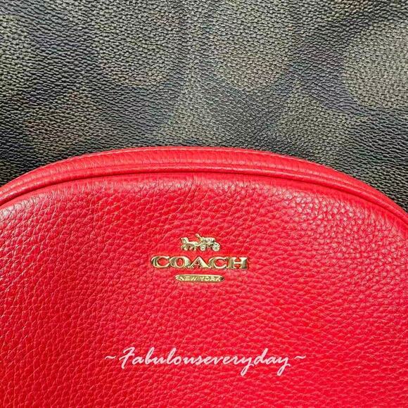 Coach Court Backpack In Maxi Signature Canvas/Gold/Walnut/Red CCK72 NWT main image 6